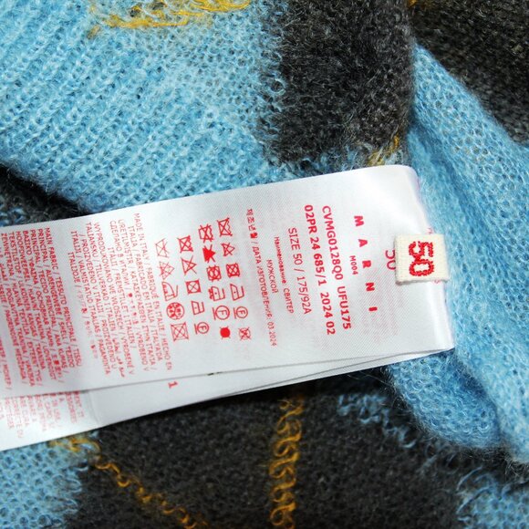 BNWT AW24 MARNI ARGYLE MOHAIR SWEATER 50 - Picture 9 of 13
